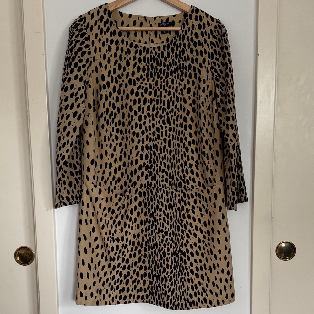 J. Crew Tan and Black Patterned Dress